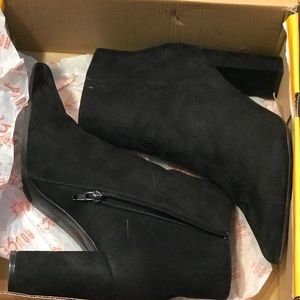 Black Suede Booted Heels